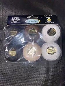 Lote de 6 perlas algodón negro marrón blanco beige algodón egipcio - Imagen 1 de 2