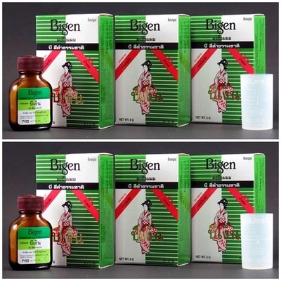 6x Bigen Hair Color Powder Dye Permanent Natural Black No Ammonia 6g.  - Image 1 of 4
