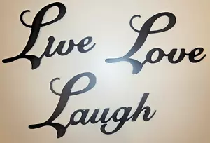 “Live, Love, Laugh” Metal Wall Art Black Laser Cut (Set of 3) - 6.5” H - Picture 1 of 11