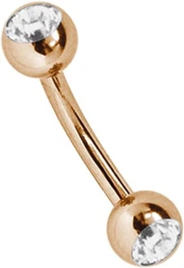 Banana 1,2mm Oro Rosa Cristal Bola de Tornillo Hantel Curvado Curvados Barbell - Imagen 1 de 1
