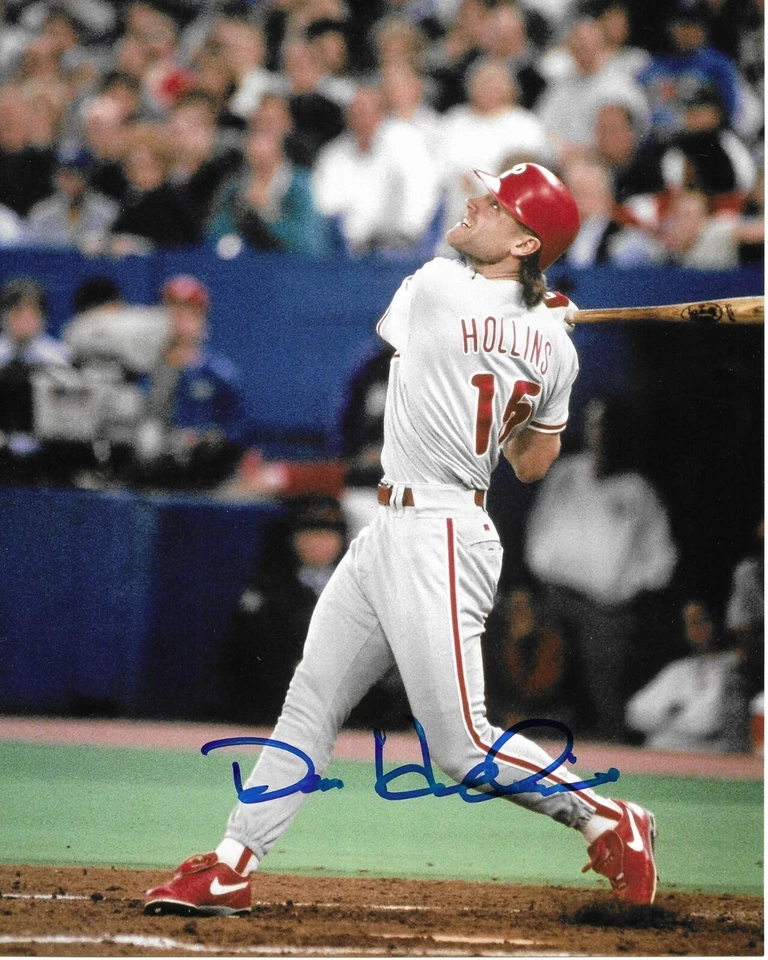 DAVE HOLLINS Signed Autographed 8x10 Baseball Photo Philadelphia Phillies COA - Image 1 of 1