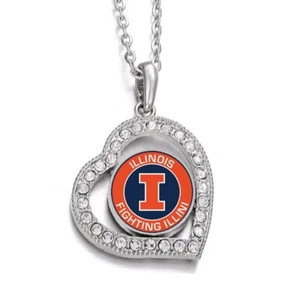 Illinois Fighting Illini Womens Sterling Silver Chain Necklace With Pendant D19 - Picture 1 of 5