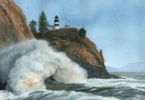 Cape Disappointment Leuchtturm, Columbia River, Washington. Rob Thorpe Notizkarten - Bild 1 von 2