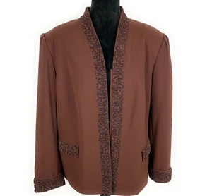 Blazer para mujer John Meyer marrón embellecido talla 22W - Imagen 1 de 9