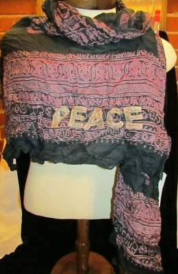 Peace Scarf ADORABLE Collection Eighteen Wrap BOHO Hippie - Oriental BUDDHA  - Image 1 of 4