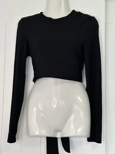 Thats So Fetch top women's crop key hole back tie long sleeves black Size 12 NWT - Picture 1 of 8