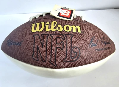 Balón Wilson Oficial 3 Panel Blanco Autógrafo Tamaño Completo Oficial NFL Fútbol De Colección Foto 1 de 4