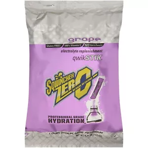 Sqwincher Zero Qwik Stik Sugar Free Electrolyte Hydration Drink Mix GRAPE 50/BG - Picture 1 of 3