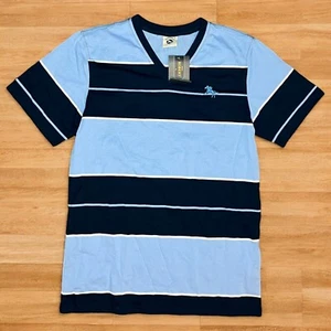 Camiseta para hombre Dino Robert azul a rayas cuello en V talla grande nueva con etiquetas - Imagen 1 de 5