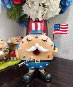 Stars & Stripes Patriotic Donut Flag Statue Uncle Sam July 4th Figurine 9" - Picture 1 of 4