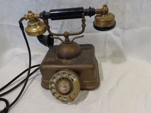 Vintage French Victorian Style Rotary Dial Telephone Brass Finish Antique Japan - Picture 1 of 12