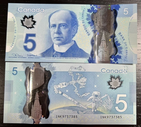 2013 $5 Five Canadian Dollar Bill Banknote Canada Currency UNCIRCULATED MINT BU Cover