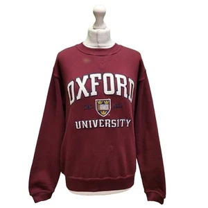 Oxford University Pullover Sweatshirt weinrot Spruch Rundhals UK S 8 Damen - Bild 1 von 6