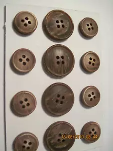 DESIGNER coat SUIT BUTTON SET 24/36 4h Surplus Sew Trims horn effect rust 12 Pc - Picture 1 of 1