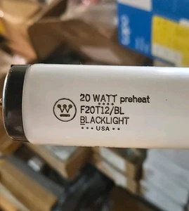 QTY2 - Vintage Westinghouse F20T12/BL Blacklight Blue Preheat Lamp Tube Bulb 20w - Picture 1 of 2