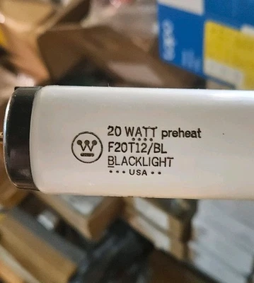 QTY2 - Vintage Westinghouse F20T12/BL Blacklight Blue Preheat Lamp Tube Bulb 20w - Image 1 of 2