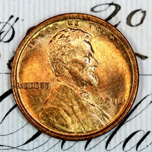 * 1918-P * PRISTINE+ BLAZING RED GEM BU MS LINCOLN WHEAT PENNY * FROM COLLECTION - Picture 1 of 4