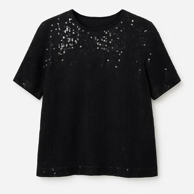 Винтажный блестками бисером черный шелк вечеринки верхний LP PL 80-х шикарный гламурный праздник блузка - Изображение 1 из 4