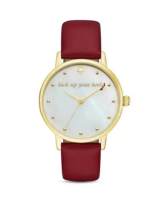 Reloj para mujer Kate Spade Metro de cuero Merlot dorado y madreperla Foto 1 de 4