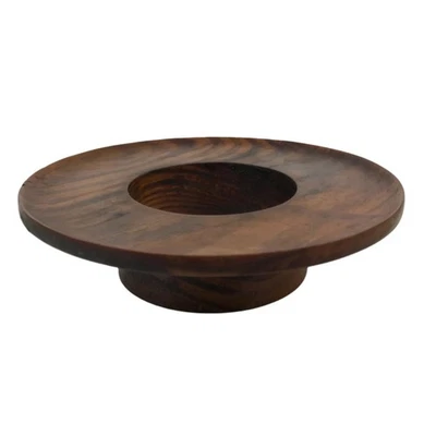 Soporte de tazón de madera lacada cepillada japonesa de colección Tenmokudai ceremonia del té L520 Foto 1 de 4