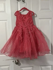 NUEVO Vestido de Fiesta Rosa Brillante Brillo con Tul y Encaje Talla 130 (8 en EE. UU.) NUEVO CON ETIQUETAS - Imagen 1 de 8