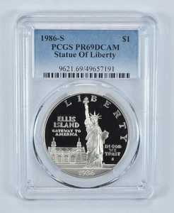 1986-S Statue Of Liberty Commemorative Dollar PR69 DCAM PCGS Blue Label *7489 - Picture 1 of 5