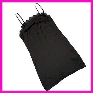 Hollister Black Mini Slip Dress Lace Trim Spaghetti Strap XS Casual Party - Picture 1 of 10