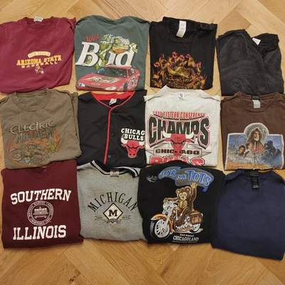 Lote 12 Camisas Sudaderas De Colección Años 90 y Y2K Surtidas Harley Chicago Bulls Motociclista Foto 1 de 4