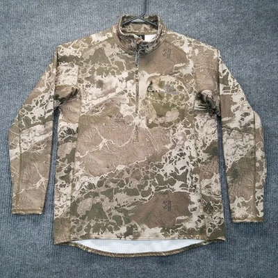 Realtree Jacket Mens Medium 1/2 Zip Brown Wave X Camouflage Waffle Lined Hunting - Image 1 of 4