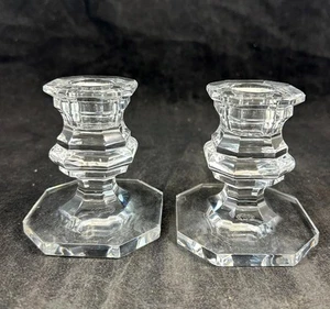 Baccarat Regence Giftware Pair of 3.25 Inch Height Candlesticks French Art Glass - Picture 1 of 8