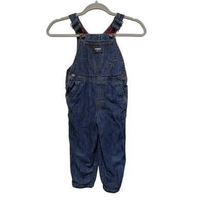Osh Kosh Lined Red/blue check  overalls Size 4T - Image 1 of 4
