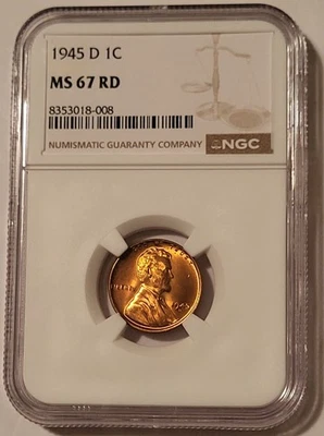 NGC 1945 D Lincoln Wheat Cent MS67 RED - Image 1 of 4