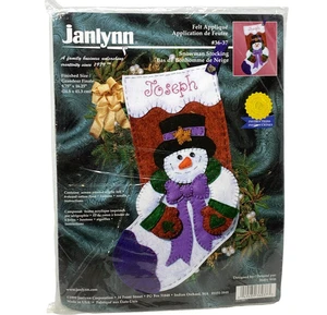 JANLYNN Snowman Christmas Stocking #36-37 Felt Applique 1999 Vintage USA NEW - Picture 1 of 2