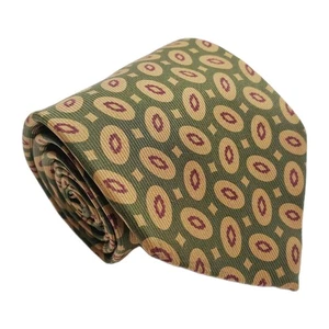 Coach Green Geometric Pattern Men's Silk Necktie Repp Fabric 57x3.75"    - Picture 1 of 5