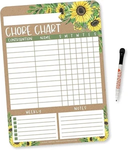 Tabla de tareas familiares de girasol Kraft para adultos, tabla magnética de tareas para... - Imagen 1 de 9