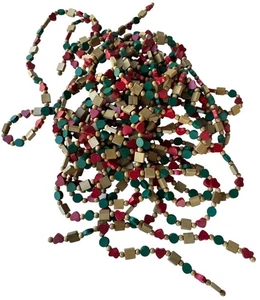6er Set Markenlos Vintage Christbaumschmuck Holzperlen Girlande 53,5" lang - Bild 1 von 8
