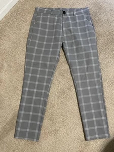 PERCLE Golf Performance Checkered Plaid Pants Gray Men’s Size Medium NWOT - Picture 1 of 5