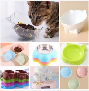 Cat Kitten Pet Puppy Feeding Dish Bowl Raised Slow Feeder Double Bowl Water - Picture 1 of 66