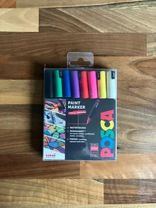 Uni Posca PC-1MR Paint Marker 8 Standard Colours 0.7mm Ultra Fine New - Picture 1 of 3