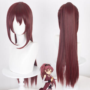 Anime Puella Magi Madoka Magica Sakura Kyouko Peruka cosplay ciemnoczerwone włosy ogon