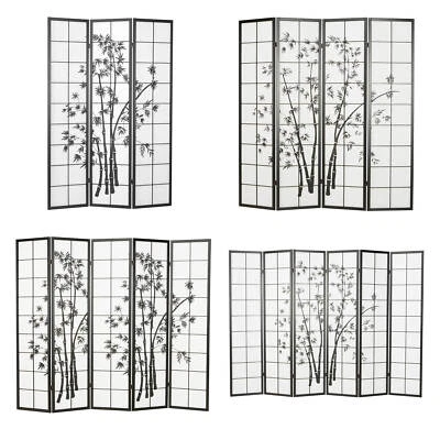 Raumteiler Trennwand Paravent Holz Schwarz Sichtschutz Shoji Bambus Homestyle4u - Bild 1 von 4