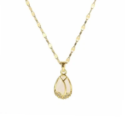 925 Placcato Argento Cristallo Sposa Tulipano Fiore Gemma Matrimonio Collana - Immagine 1 di 4