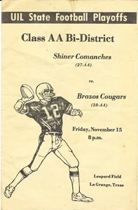 Shiner Comanches/Brazos Cougars 1985 Texas High School Playoff Football Program - Imagen 1 de 1