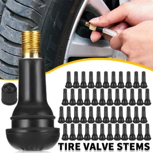50pcs Tire VALVE STEMS TR 413 Snap-In Car Auto Short Rubber Tubeless Tyre Black - Picture 1 of 13