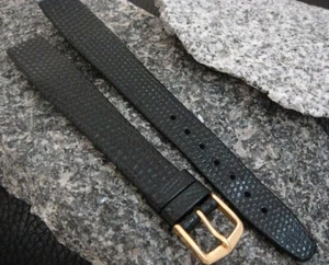 Vintage Hirsch Black Lizard Grain 17mm R Open-Ended Men’s Watch Strap - Picture 1 of 2