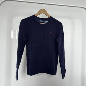 Polo Ralph Lauren Women's Julianna Cable Stitch Wool & Cashmere Sweater Navy M - Picture 1 of 4