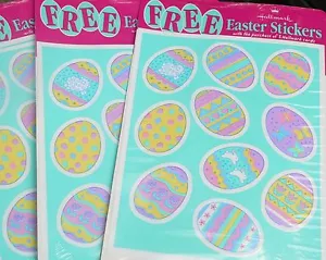 Vtg Hallmark Easter Pastel Egg Sticker Sheet Bunny Lamb Butterfly 3 Pack Lot New - Picture 1 of 4