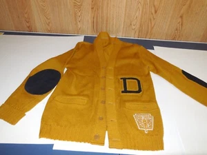 U3 Vintage Varsity Sweater Mustard Letterman Wool Honor Society 1950 Sand Mills - Picture 1 of 10
