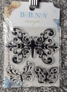 Bo Bunny Clear Stamp COUNTRY GARDEN Set of 3 Butterflies Acrylic SCC067 2012 NIP - Picture 1 of 5