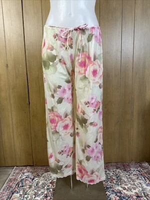 Pantalones de salón Eberjey M/L pijama ribete de encaje floral cordón semi transparente Foto 1 de 4